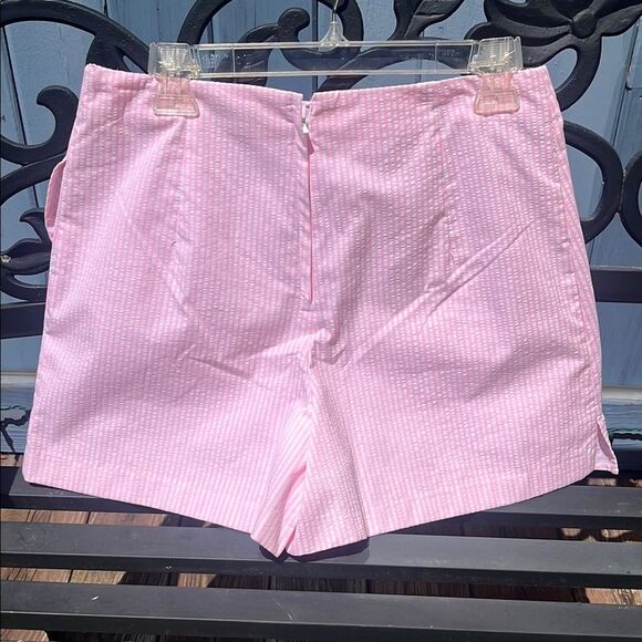 NWT Lilly Pulitzer Faye Skort Capri Coral Pink Seersucker Stripe Ruffle 8 - Picture 3 of 7